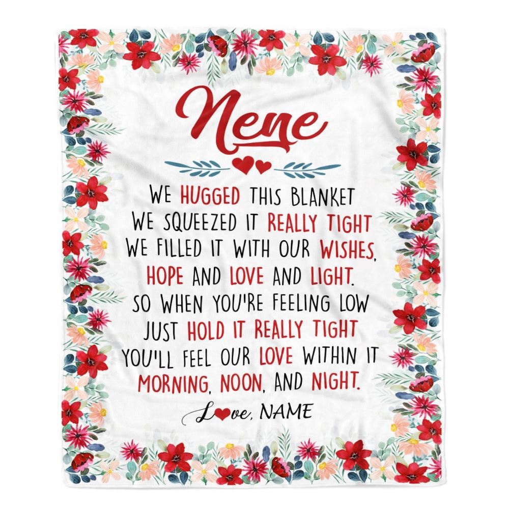 Nene Blanket From Grandkids Grandson Granddaughter We Hugged This Blanket, Personalized Blanket For Mom, Mother's Day Gifts Blanket