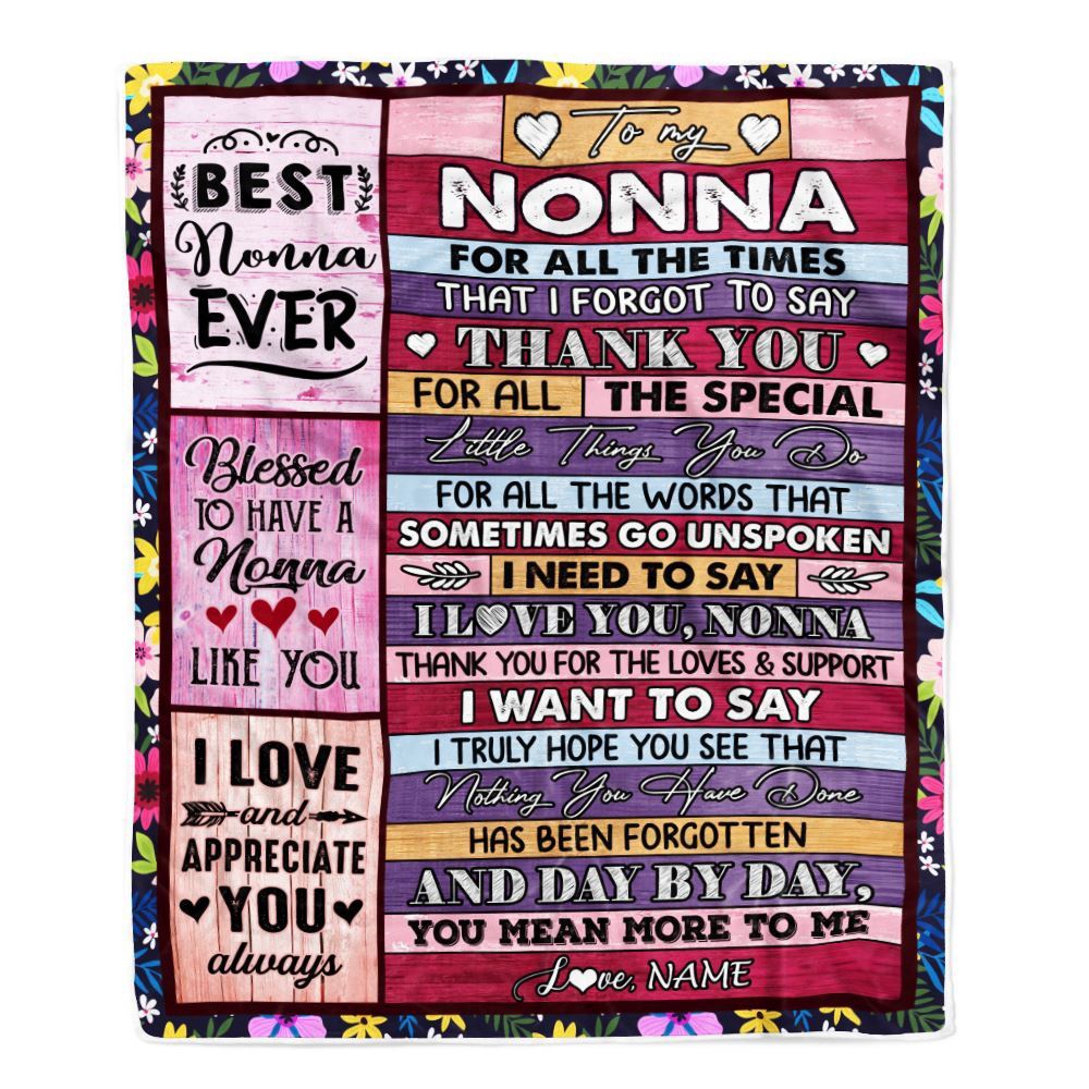 Nonna Blanket From Granddaughter Grandson Thank You For The Love, Personalized Blanket For Mom, Mother's Day Gifts Blanket