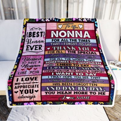 Nonna Blanket From Granddaughter Grandson Thank You For The Love, Personalized Blanket For Mom, Mother's Day Gifts Blanket