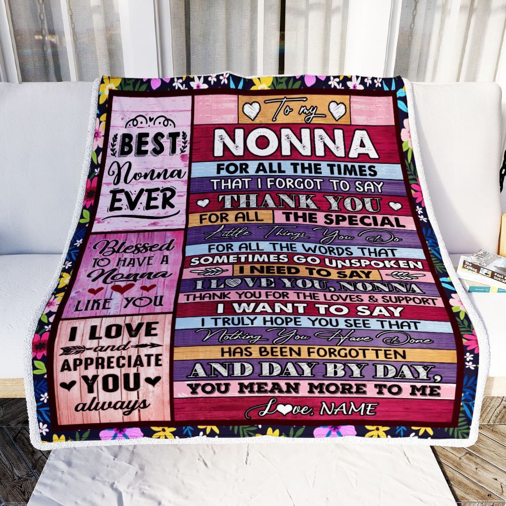 Nonna Blanket From Granddaughter Grandson Thank You For The Love, Personalized Blanket For Mom, Mother's Day Gifts Blanket