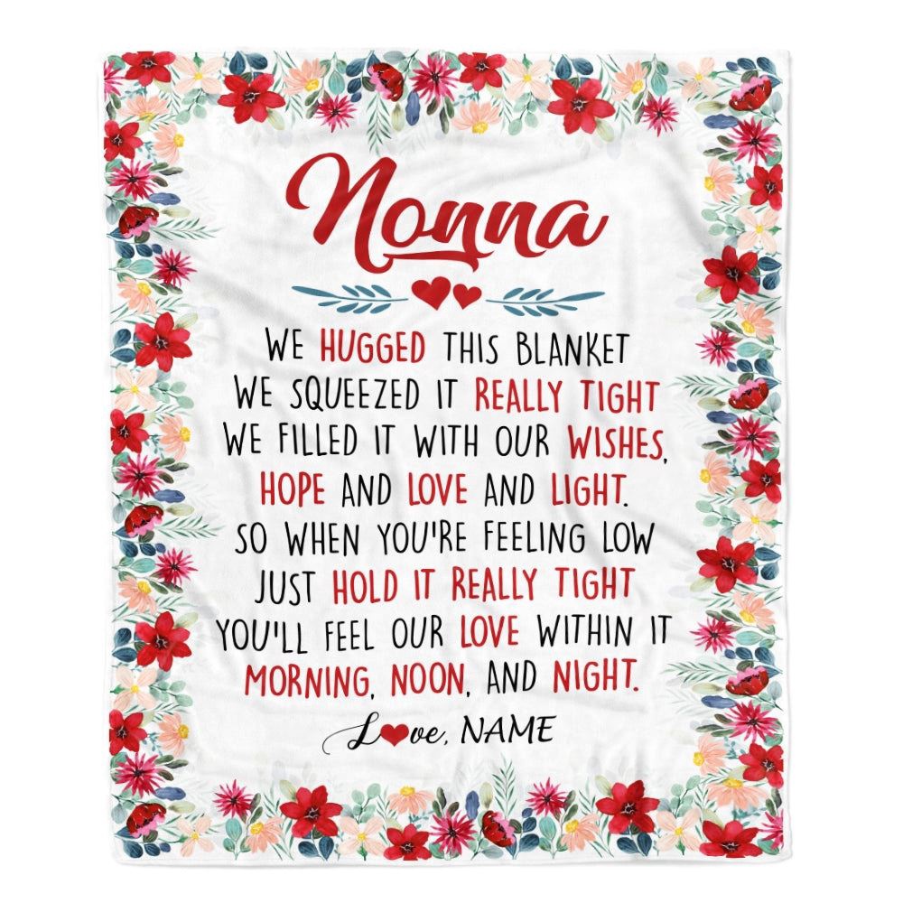 Nonna Blanket From Grandkids Grandson Granddaughter We Hugged This Blanket, Personalized Blanket For Mom, Mother's Day Gifts Blanket