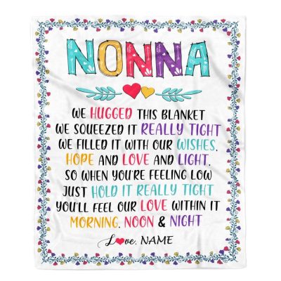 Nonna Blanket From Grandkids We Hugged This Blanket, Personalized Blanket For Mom, Mother's Day Gifts Blanket