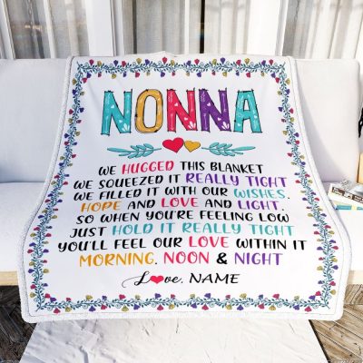 Nonna Blanket From Grandkids We Hugged This Blanket, Personalized Blanket For Mom, Mother's Day Gifts Blanket