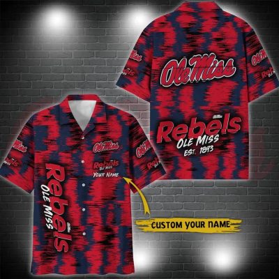 Ole Miss Rebels Aloha Hawaiian Shirt Custom Your Name, NCAA Hawaiian Shirt