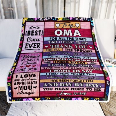 Oma Blanket From Granddaughter Grandson Thank You For The Love, Personalized Blanket For Mom, Mother's Day Gifts Blanket