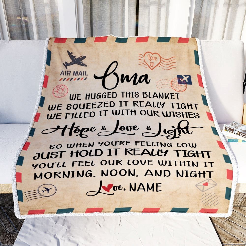 Oma Blanket From Grandkids We Hugged This Blanket Mail Letter, Personalized Blanket For Mom, Mother's Day Gifts Blanket Oma Blanket From Grandkids We Hugged This Blanket Mail Letter, Personalized Blanket For Mom, Mother's Day Gifts Blanket
