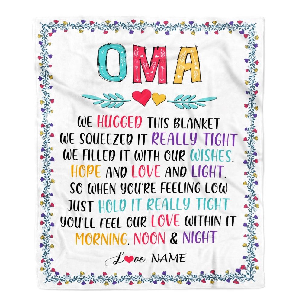 Oma Blanket From Grandkids We Hugged This Blanket, Personalized Blanket For Mom, Mother's Day Gifts Blanket Oma Blanket From Grandkids We Hugged This Blanket, Personalized Blanket For Mom, Mother's Day Gifts Blanket