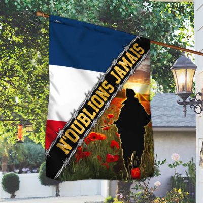 Memorial Day Remembrance Day Flag Poppy. Lest We Forget. N'oublions Jamais. French Veteran Flag TPT1247F - Flagwix
