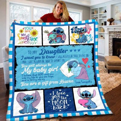 Personalized Disney Stitch To My Daughter Quilt Fleece Blanket Personalized Disney Stitch To My Daughter Quilt Fleece Blanket