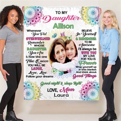 Personalized Name Photo To My Daughter Mandala Love From Mom Gift Ideas Blanket, Blankets For Mothers Day, Mother's Day Gifts Blanket