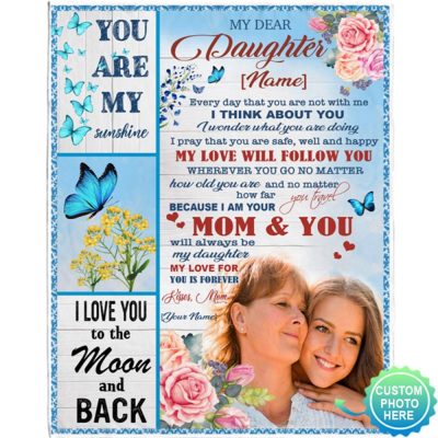 Personalized Name Photo To My Daughter Mom Love You Gift Ideas From Mom Blanket, Blankets For Mothers Day, Mother's Day Gifts Blanket