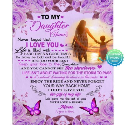 Personalized Photo Name Blanket Gift For Daughter From Mom, Daughter Gift Ideas Blanket, Blankets For Mothers Day, Mother's Day Gifts Blanket