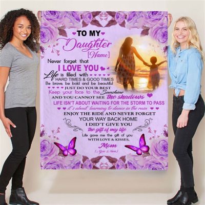 Personalized Photo Name Blanket Gift For Daughter From Mom, Daughter Gift Ideas Blanket, Blankets For Mothers Day, Mother's Day Gifts Blanket