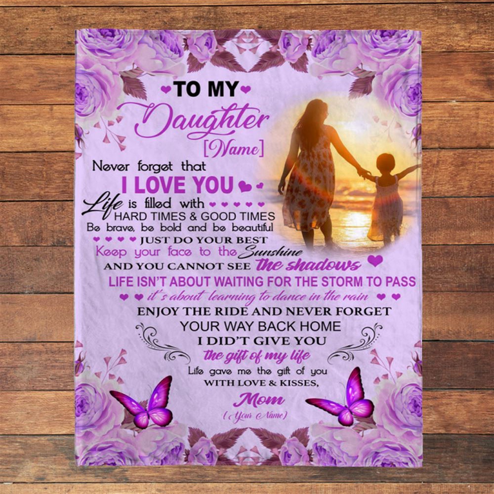 Personalized Photo Name Blanket Gift For Daughter From Mom, Daughter Gift Ideas Blanket, Blankets For Mothers Day, Mother's Day Gifts Blanket