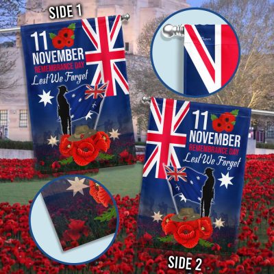 Remembrance Day Australia 11 November Lest We Forget Poppy Veterans Flag MLN617F - Flagwix