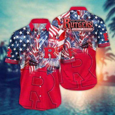 Rutgers Scarlet Knights NCAA Flower Aloha Hawaiian Shirt 12, NCAA Hawaiian Shirt