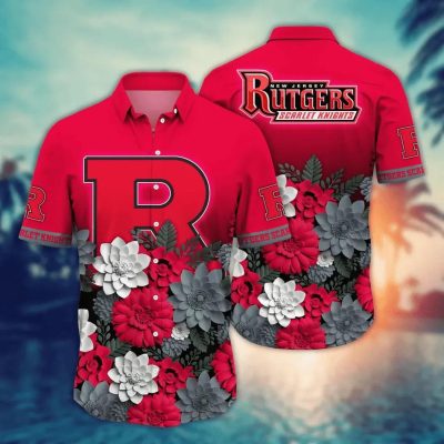 Rutgers Scarlet Knights NCAA Flower Aloha Hawaiian Shirt 13, NCAA Hawaiian Shirt
