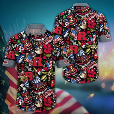 Rutgers Scarlet Knights NCAA Flower Aloha Hawaiian Shirt 14, NCAA Hawaiian Shirt