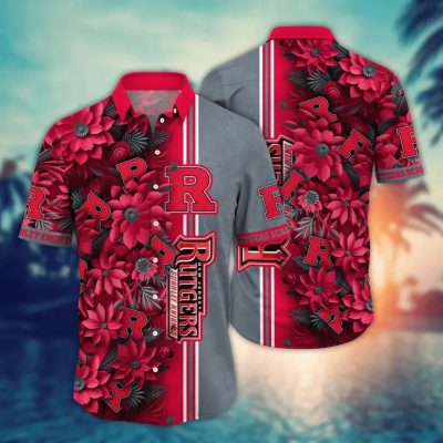 Rutgers Scarlet Knights NCAA Flower Aloha Hawaiian Shirt 3, NCAA Hawaiian Shirt
