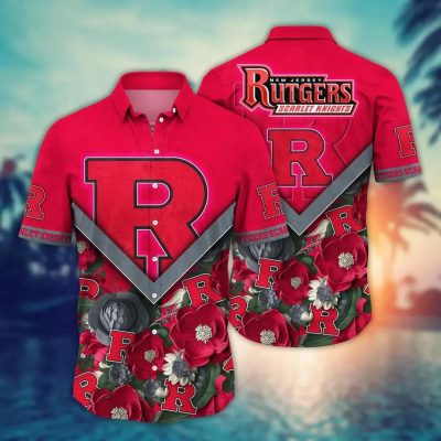 Rutgers Scarlet Knights NCAA Flower Aloha Hawaiian Shirt 4, NCAA Hawaiian Shirt