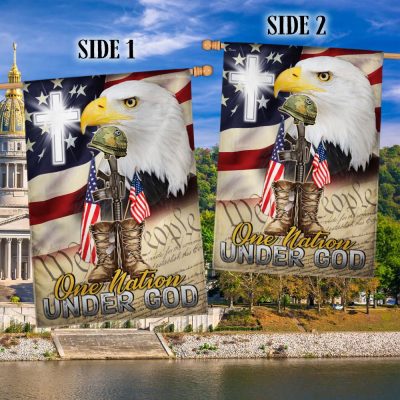 One Nation Under God, Christian Cross Memorial American Eagle Flag TPT855F - Flagwix