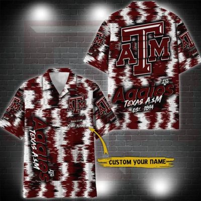 Texas A&M Aggies Aloha Hawaiian Shirt Custom Your Name, NCAA Hawaiian Shirt