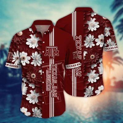 Texas A&M Aggies Style Hot Trending Summer NCAA Flower Aloha Hawaiian Shirt, NCAA Hawaiian Shirt
