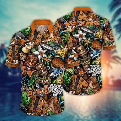 Texas Longhorns NCAA Flower Aloha Hawaiian Shirt 6, NCAA Hawaiian Shirt