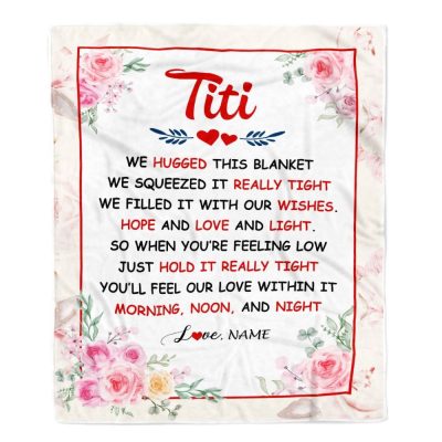 Titi Blanket From Niece Nephew We Hugged This Blanket Floral, Personalized Blanket For Mom, Mother's Day Gifts Blanket