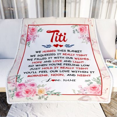 Titi Blanket From Niece Nephew We Hugged This Blanket Floral, Personalized Blanket For Mom, Mother's Day Gifts Blanket