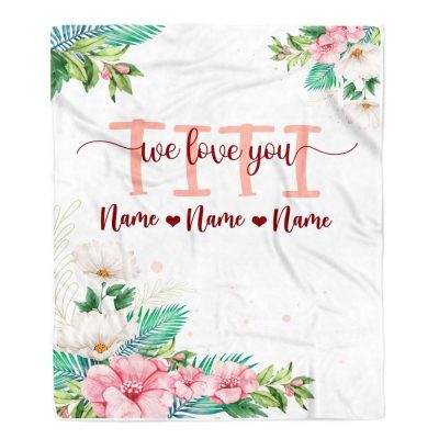 Titi Blanket From Niece Nephew We Love You Floral, Personalized Blanket For Mom, Mother's Day Gifts Blanket