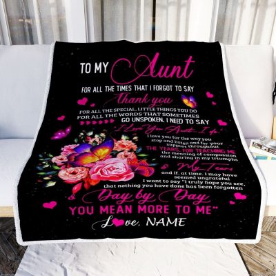 To My Aunt Blanket From Daughter Son Flower Butterfly Thank You For All The Special, Personalized Blanket For Mom, Mother's Day Gifts Blanket