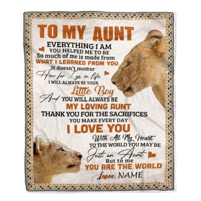 To My Aunt Blanket From Nephew Lion My Loving Father I Love You, Personalized Blanket For Mom, Mother's Day Gifts Blanket