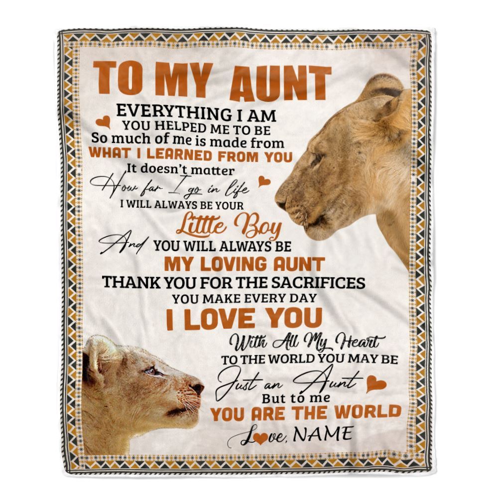 To My Aunt Blanket From Nephew Lion My Loving Father I Love You, Personalized Blanket For Mom, Mother's Day Gifts Blanket