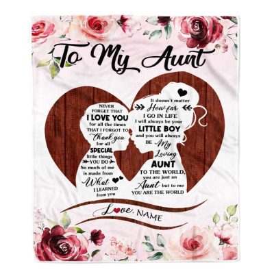 To My Aunt Blanket From Nephew Never Forget I Love You Heart Flower, Personalized Blanket For Mom, Mother's Day Gifts Blanket