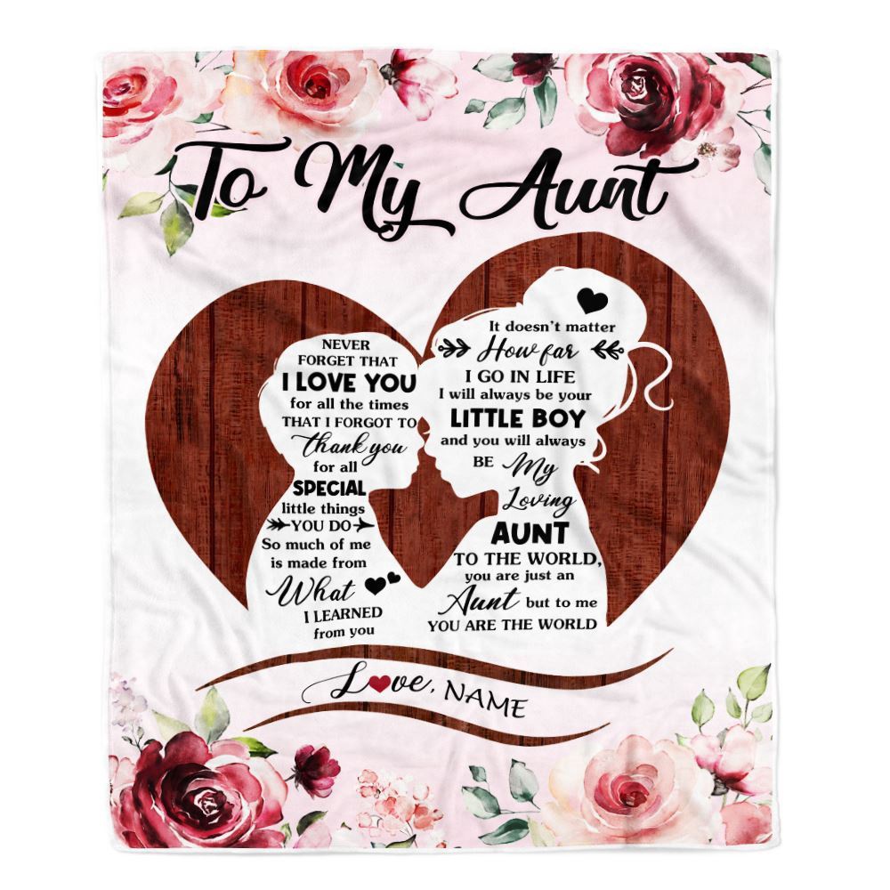 To My Aunt Blanket From Nephew Never Forget I Love You Heart Flower, Personalized Blanket For Mom, Mother's Day Gifts Blanket