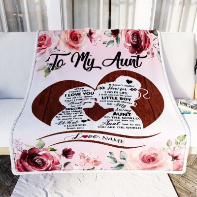 To My Aunt Blanket From Nephew Never Forget I Love You Heart Flower, Personalized Blanket For Mom, Mother's Day Gifts Blanket