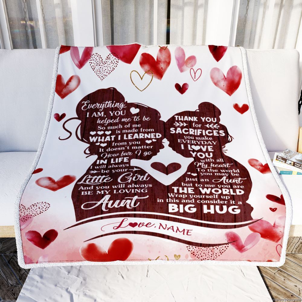 To My Aunt Blanket From Niece I Love You With All My Heart Thank You, Personalized Blanket For Mom, Mother's Day Gifts Blanket