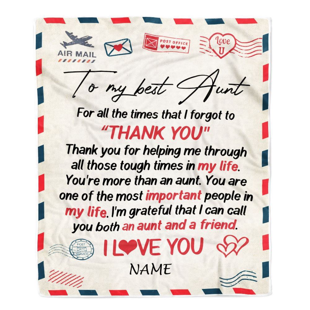 To My Aunt Blanket From Niece Nephew Air Mail Letter I Love You Best Aunt, Personalized Blanket For Mom, Mother's Day Gifts Blanket