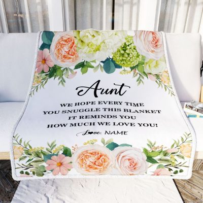 To My Aunt Blanket From Niece Nephew How Much We Love You Flower, Personalized Blanket For Mom, Mother's Day Gifts Blanket
