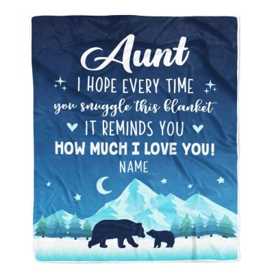 To My Aunt Blanket From Niece Nephew I Hope Every Time Bear, Personalized Blanket For Mom, Mother's Day Gifts Blanket