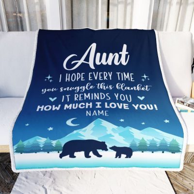 To My Aunt Blanket From Niece Nephew I Hope Every Time Bear, Personalized Blanket For Mom, Mother's Day Gifts Blanket