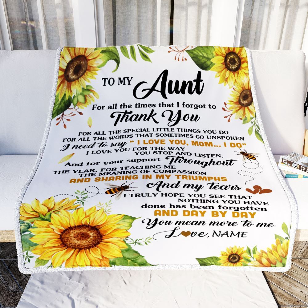 To My Aunt Blanket From Niece Nephew Sunflower Thank You I Love You, Personalized Blanket For Mom, Mother's Day Gifts Blanket To My Aunt Blanket From Niece Nephew Sunflower Thank You I Love You, Personalized Blanket For Mom, Mother's Day Gifts Blanket