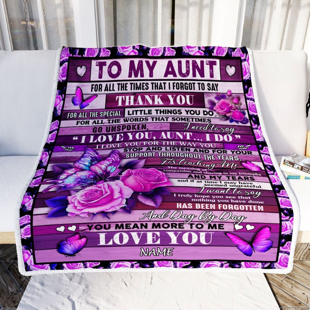 To My Aunt Blanket From Niece Nephew Wood Butterfly You Mean More To Me, Personalized Blanket For Mom, Mother's Day Gifts Blanket