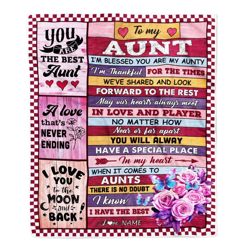 To My Aunt Blanket From Niece Nephew Wood I Am Blessed You Are, Personalized Blanket For Mom, Mother's Day Gifts Blanket