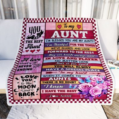 To My Aunt Blanket From Niece Nephew Wood I Am Blessed You Are, Personalized Blanket For Mom, Mother's Day Gifts Blanket