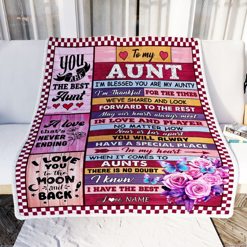 To My Aunt Blanket From Niece Nephew Wood I Am Blessed You Are, Personalized Blanket For Mom, Mother's Day Gifts Blanket