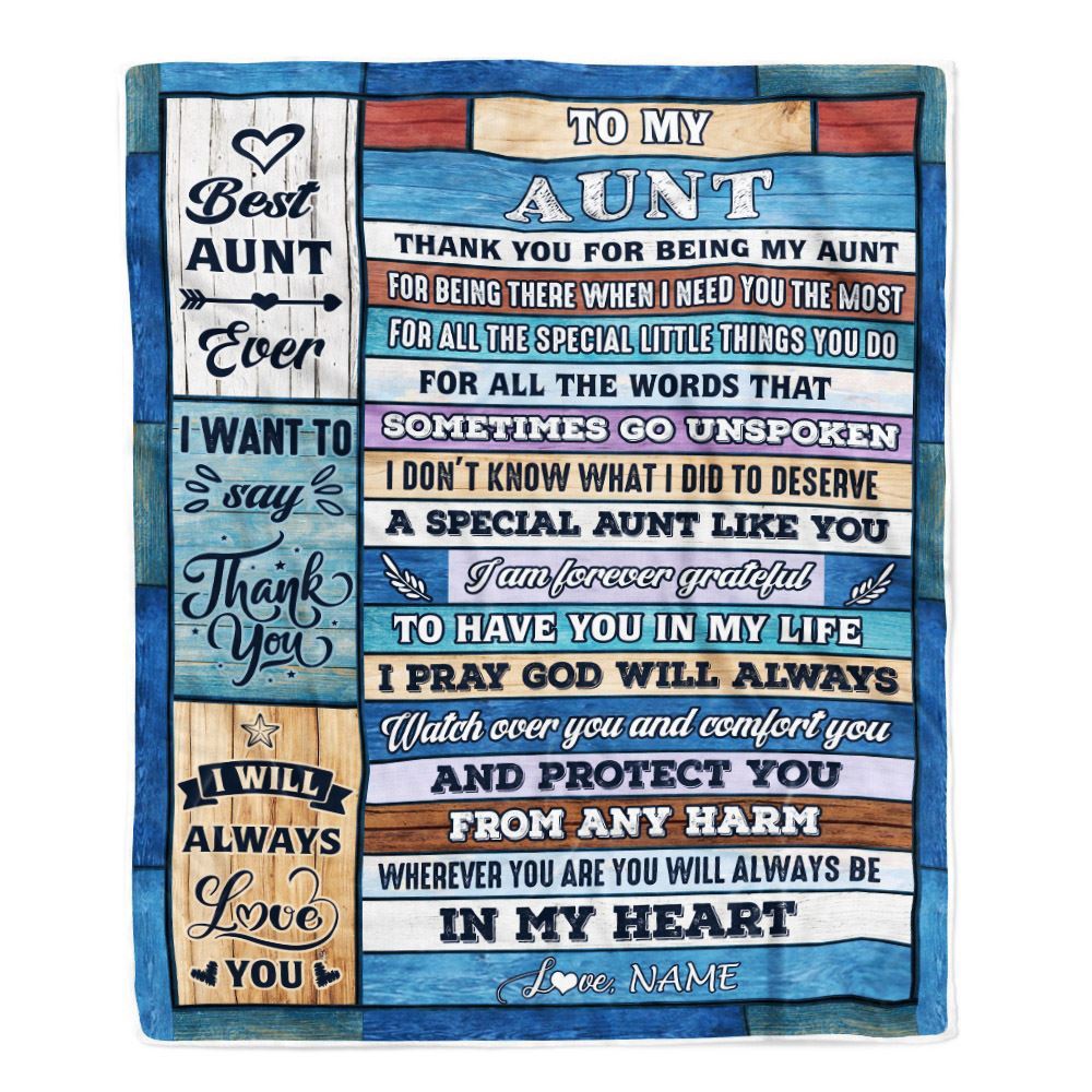 To My Aunt Blanket From Niece Nephew Wood Thank You For Being, Personalized Blanket For Mom, Mother's Day Gifts Blanket