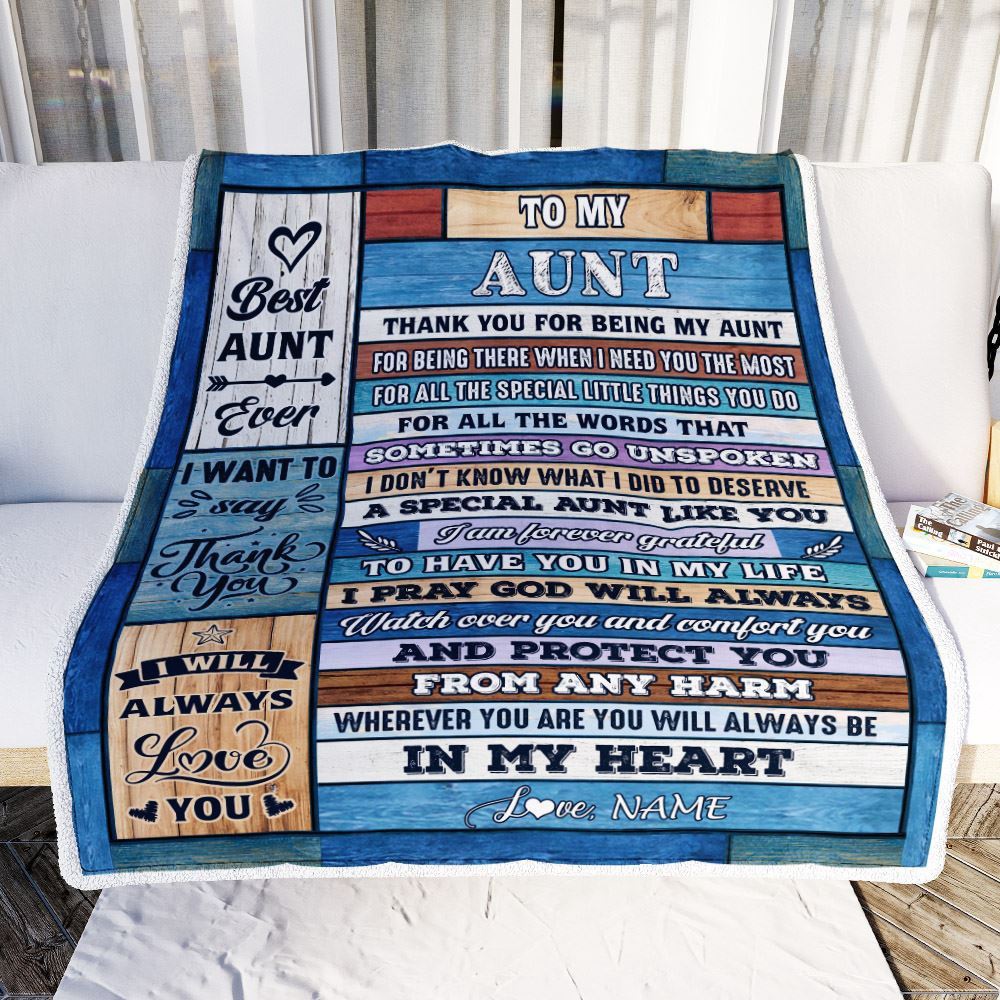 To My Aunt Blanket From Niece Nephew Wood Thank You For Being, Personalized Blanket For Mom, Mother's Day Gifts Blanket