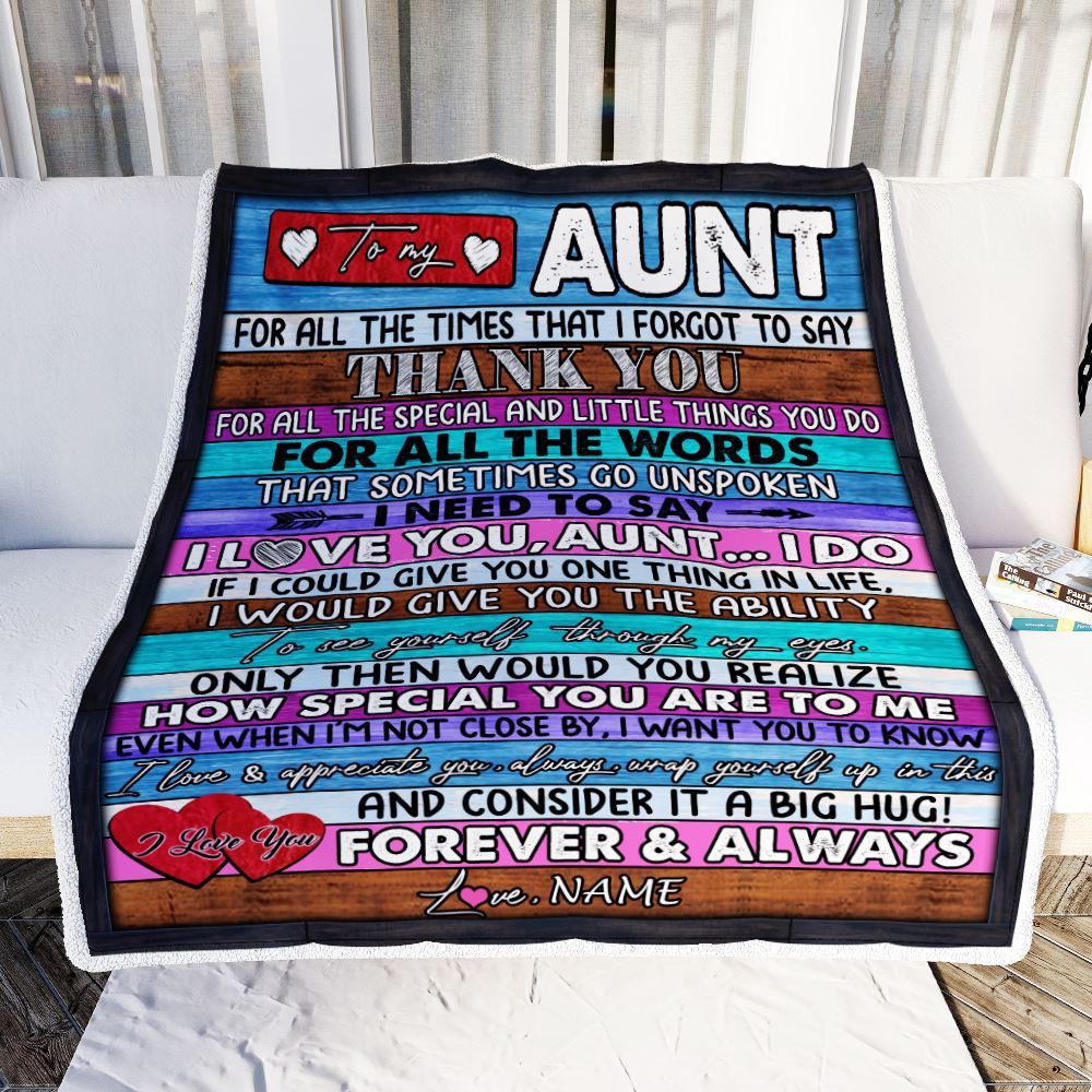 To My Aunt Blanket From Niece Nephew Wood Thank You I Love You, Personalized Blanket For Mom, Mother's Day Gifts Blanket To My Aunt Blanket From Niece Nephew Wood Thank You I Love You, Personalized Blanket For Mom, Mother's Day Gifts Blanket